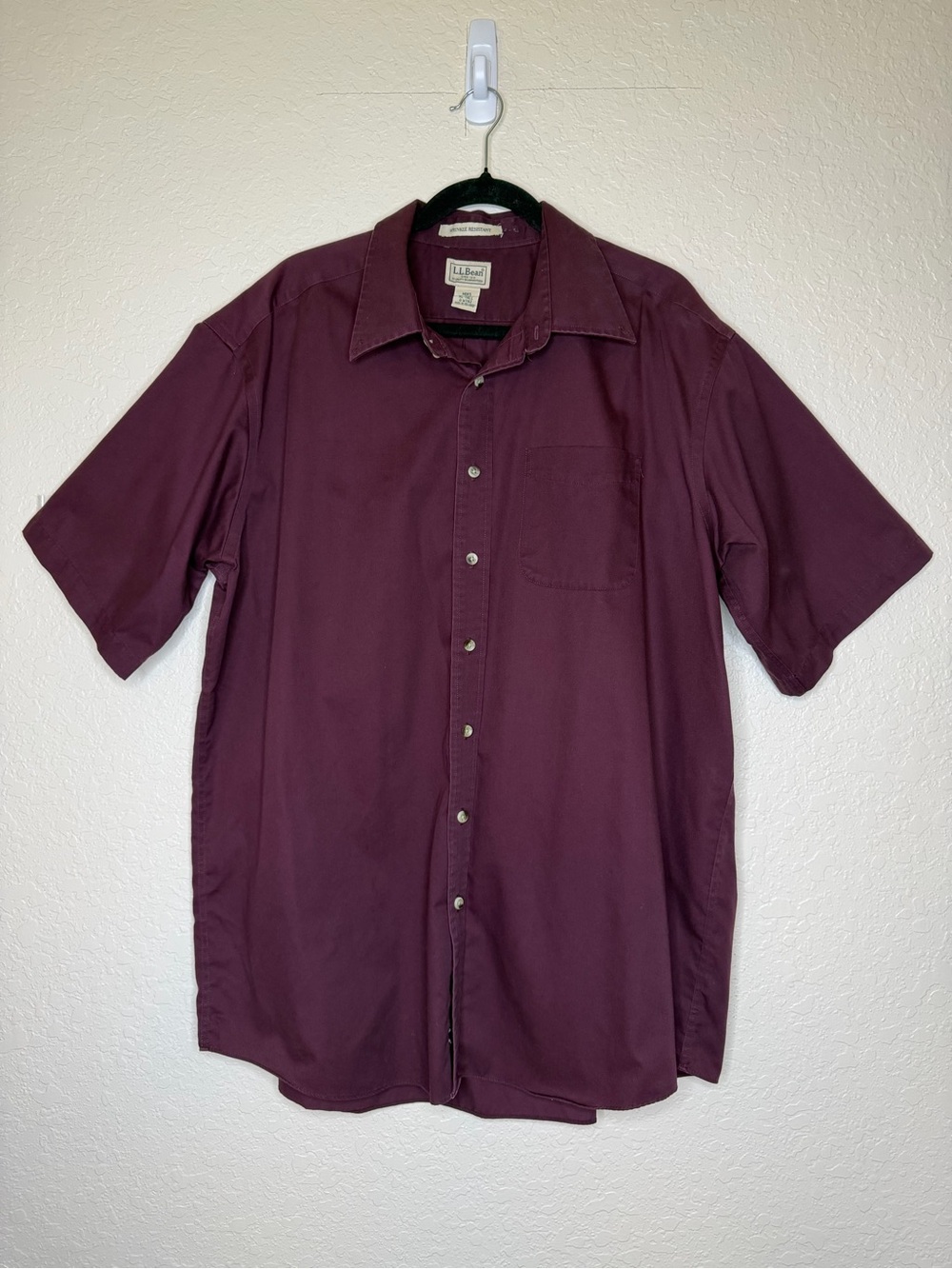 L.L. Bean Men's Short Sleeve Button-Down Shirt — Burgundy